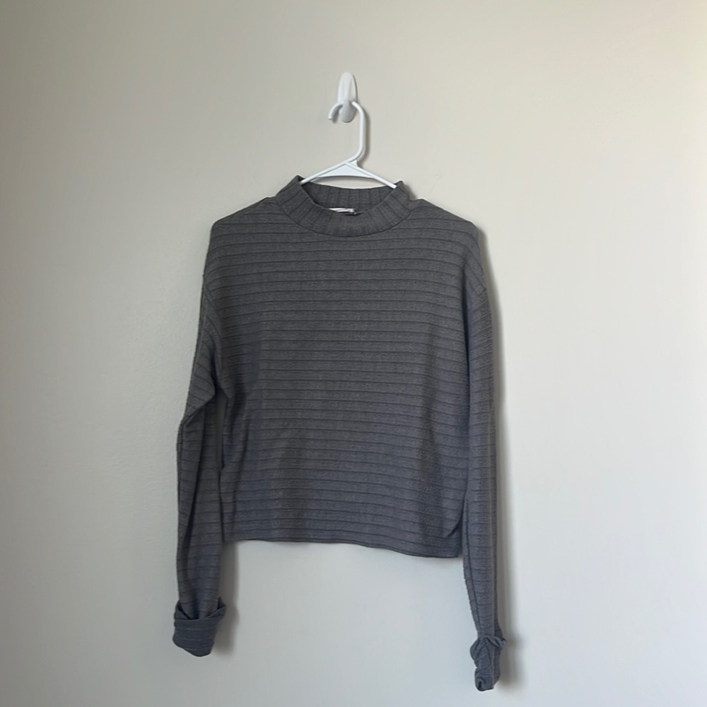Grey Mock Neck Sweater